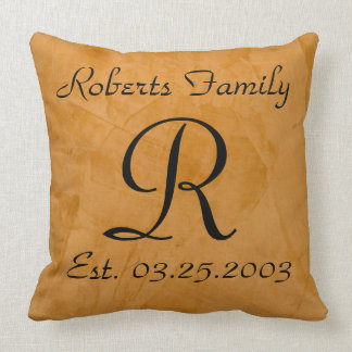 Create Your Own Tanned Faux Leather Monogram Throw Pillow