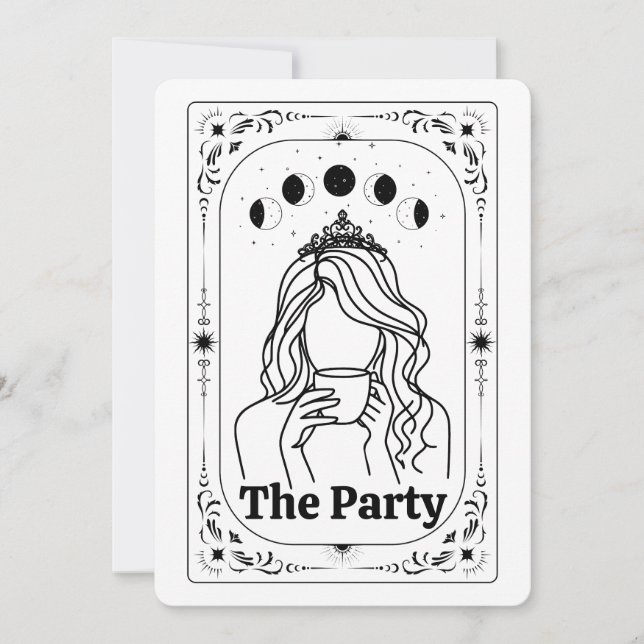 Create Your Own Tarot Mystic Celestial Moon Magic Invitation (Front)