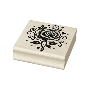 Create Your Own Tattoo Style Artwork Rose Hearts Rubber Stamp