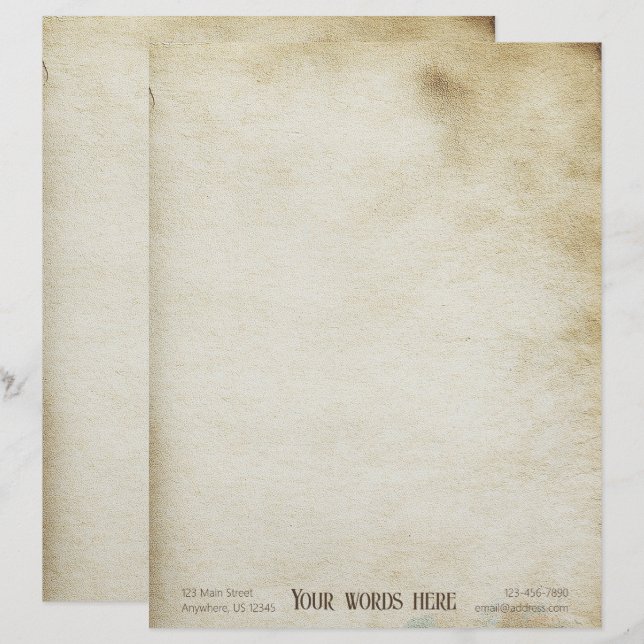 Create Your Own Tea Stained Parchment Style Grunge Letterhead (Front/Back)