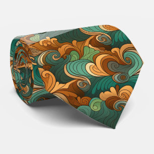 Create Your Own Teal Amber Waves Autumn Neck Tie