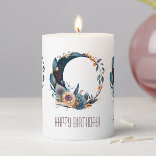 Create Your Own Teal & Gold Floral Moon Pillar Candle