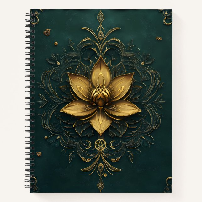 Create Your Own Teal Golden Lotus Notebook (Front)