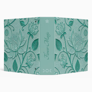 Create Your Own Teal Lotus Vintage Floral 3 Ring Binder