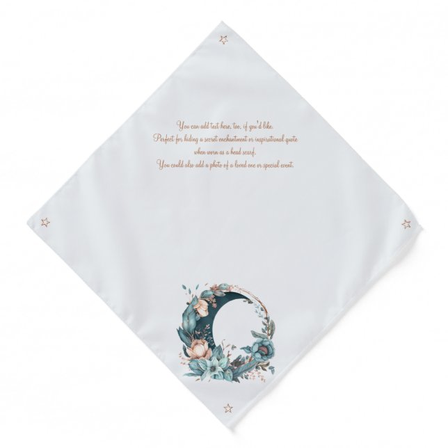 Create Your Own Teal & Peach Floral Moon Bandana (Front)