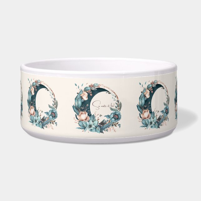 Create Your Own Teal & Peach Floral Moon Bowl (Front)