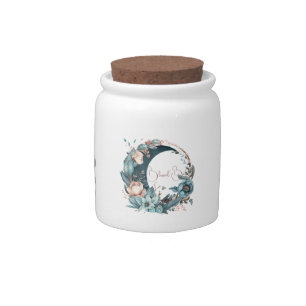 Create Your Own Teal & Peach Floral Moon Candy Jar