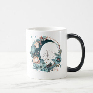 Create Your Own Teal & Peach Floral Moon Color Morph Mug