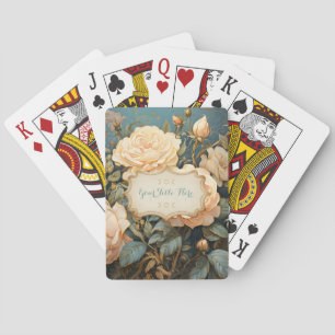 Create Your Own Teal Peach & Yellow Roses Bouquet Poker Cards