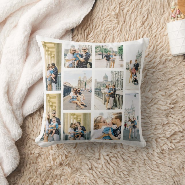 Create Your Own Ten Photo Collage Throw Pillow (Blanket)