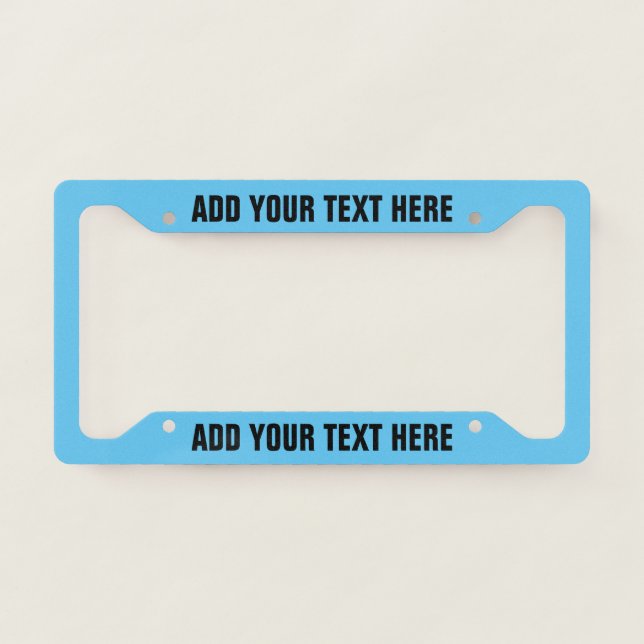Create Your Own Text Black Blue License Plate Frame (Front)