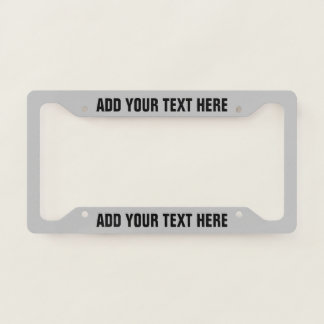Create Your Own Text Black Silver License Plate Frame