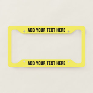 Create Your Own Text Black Yellow License Plate Frame