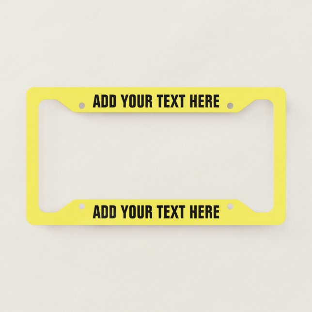 Create Your Own Text Black Yellow License Plate Frame (Front)