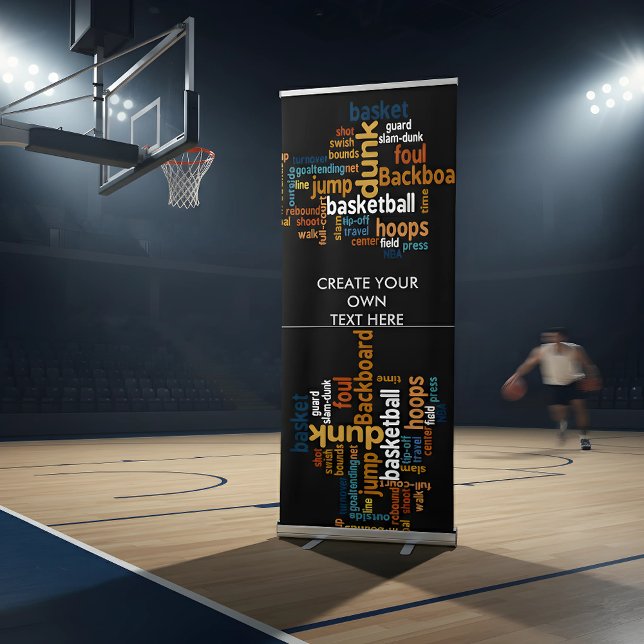 Create Your Own Text Here Basketball Game of Champ Retractable Banner (Level up your game! 🏀 Custom basketball banners for events, gyms, and banquets. #AchempongSports)