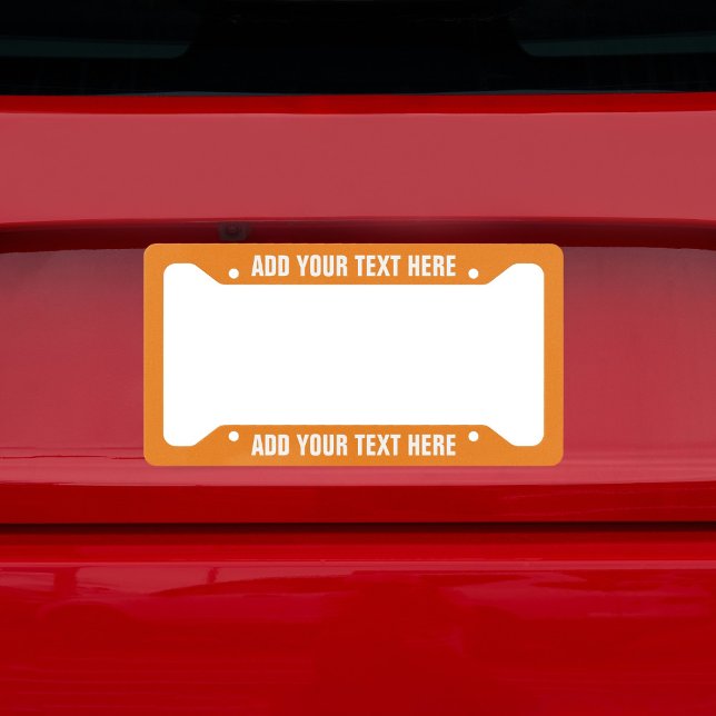 Create Your Own Text Orange White License Plate Frame (Create Your Own Text Orange White License Plate Frame)