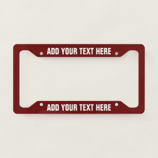 Create Your Own Text Red White License Plate Frame