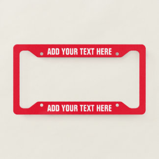 Create Your Own Text Red White License Plate Frame