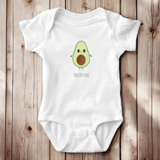 Create Your Own Text - Whimsical Kawaii Avocado Baby Bodysuit