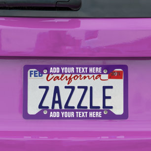 Create Your Own Text White Purple License Plate Frame
