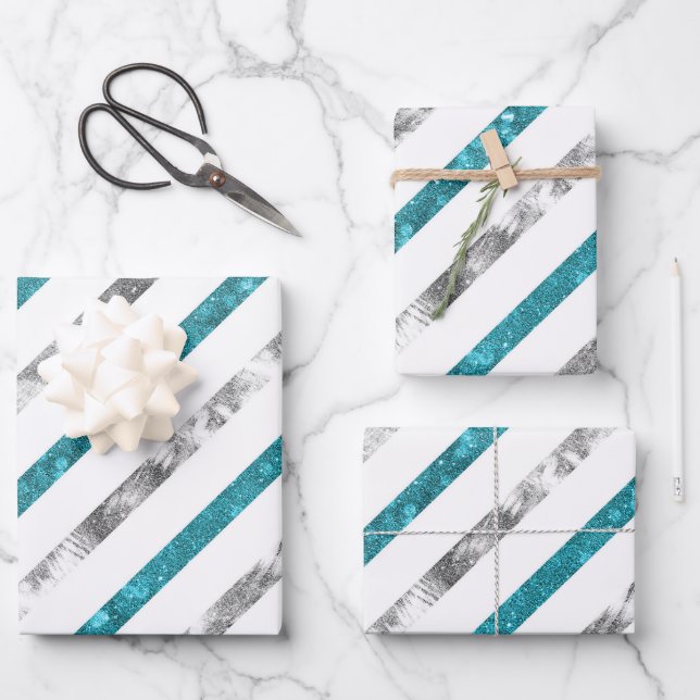 Create Your Own Texturized Stripes Wrapping Paper Sheets (Front)