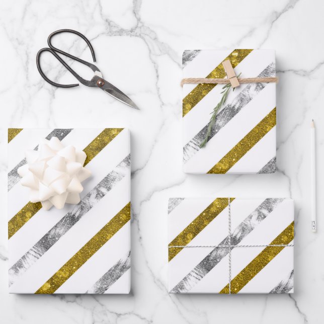 Create Your Own Texturized Stripes Wrapping Paper Sheets (Front)