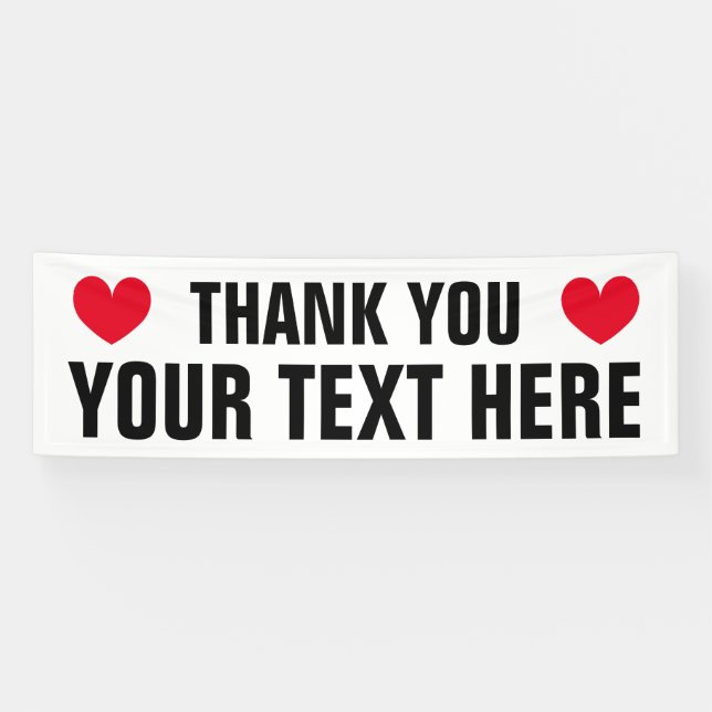 Create your own Thank You banner sign with hearts (Horizontal)