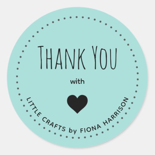 Create Your Own Thank You with Heart Name Classic Round Sticker