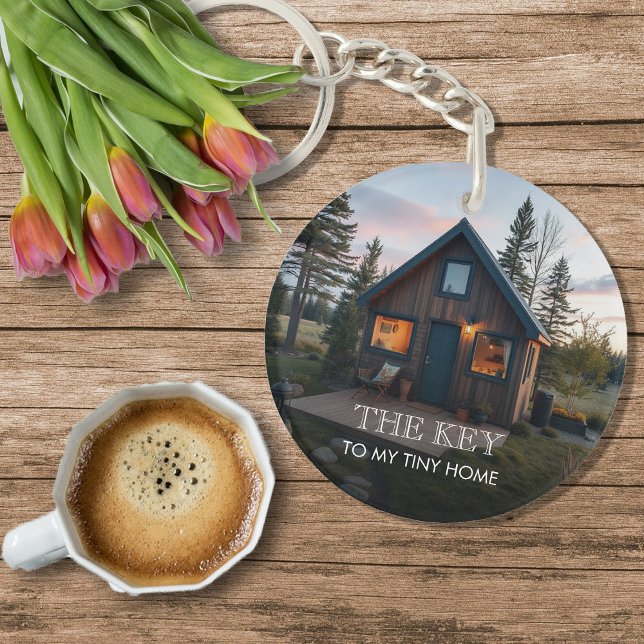 Create your own The key to my tiny home photo Keychain (Create your own The key to my tiny home photo Keychain. You can add your text and photos.)