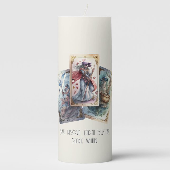 Create Your Own Three Tarot Cards Pillar Candle (Front)