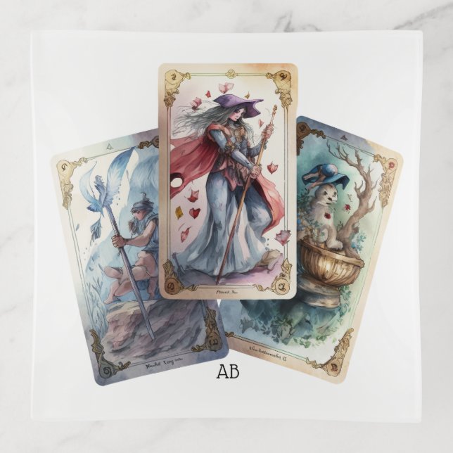 Create Your Own Three Tarot Cards Trinket Tray (Front)