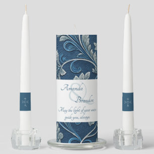 Create Your Own Tourquoise Embossed Vintage Floral Unity Candle Set