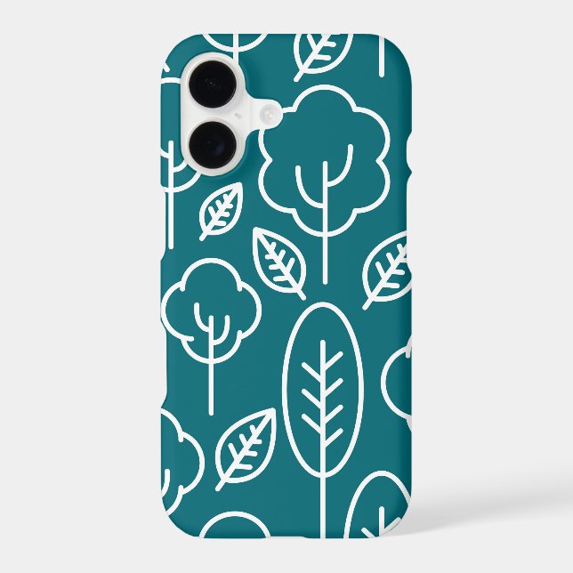 Create your own Tree pattern Navy blue White Cute Iphone Case (Back)