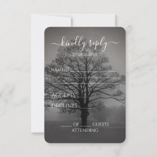 Create Your Own Tree Silhouette Fog Wedding RSVP Card