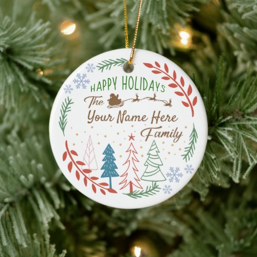 Create Your Own Trees Sleigh Name  Year Christmas Ceramic Ornament