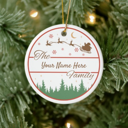Create Your Own Trees Sleigh Name  Year Christmas Ceramic Ornament
