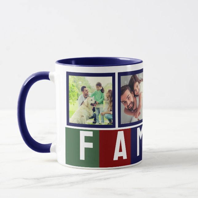Create Your Own Trendy Modern Family Photo Collage Mug (Left)