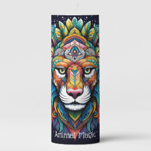 Create Your Own Tribal Boho Lion Totem Animal Pillar Candle