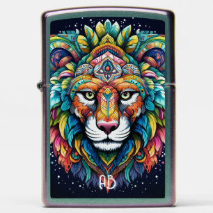 Create Your Own Tribal Boho Lion Totem Animal Zippo Lighter