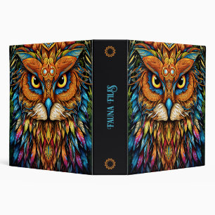 Create Your Own Tribal Boho Owl Totem Animal 3 Ring Binder