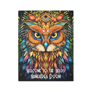 Create Your Own Tribal Boho Owl Totem Animal Metal Print