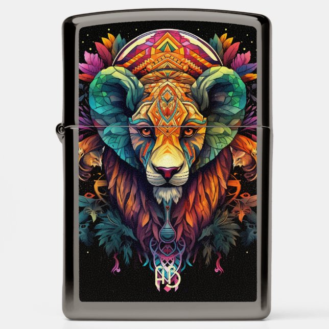 Create Your Own Tribal Fantasy Wild Cat Zippo Lighter (Front)