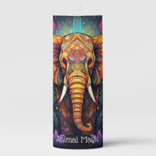 Create Your Own Tribal Floral Elephant Totem Pillar Candle