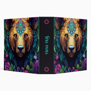 Create Your Own Tribal Grizzly Bear 3 Ring Binder