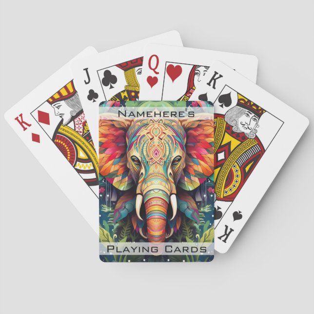 Create Your Own Tribal Jungle Elephant Poker Cards (Back)