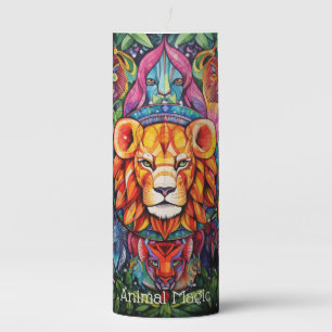 Create Your Own Tribal Lion Mandala Totem Animal Pillar Candle