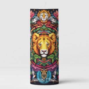 Create Your Own Tribal Lion Montage Totem Animal Pillar Candle