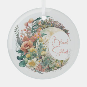Create Your Own Tropical Floral Crescent Moon Glass Ornament