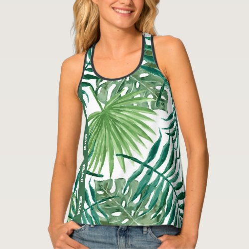 Create your own tropical leaves script tank top