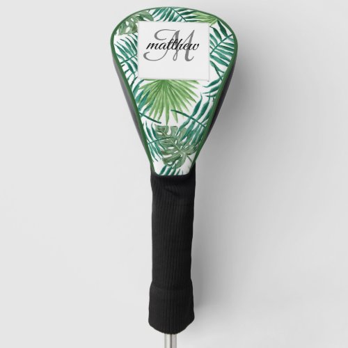 Create Your Own Tropical Palm Monogram Initial Golf Head Cover
